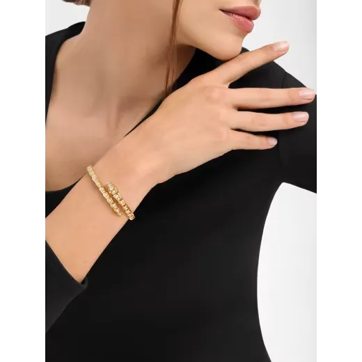 Serpent Viper Bracelet Yellow Gold Vermeil Full Pave Design
