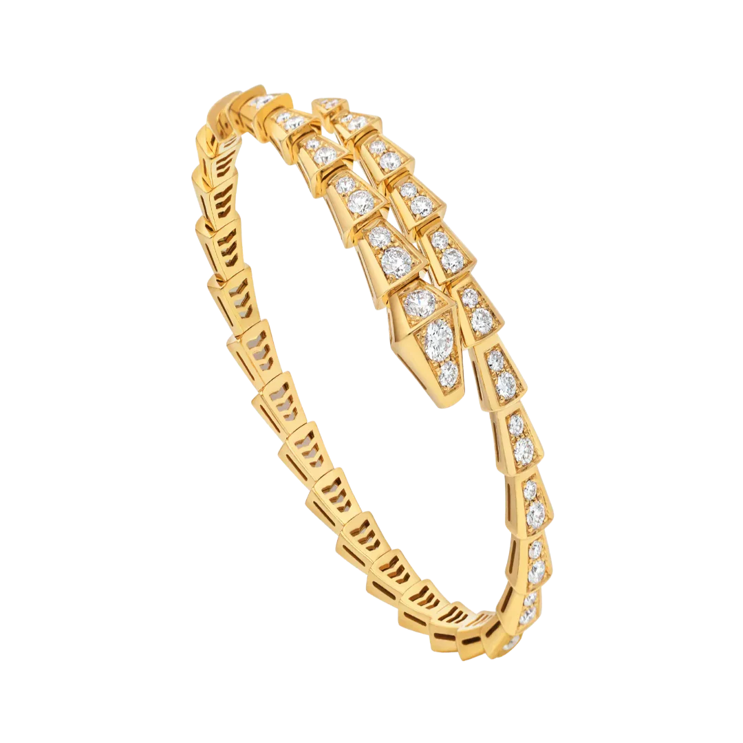 Serpent Viper Bracelet Yellow Gold Vermeil Full Pave Design
