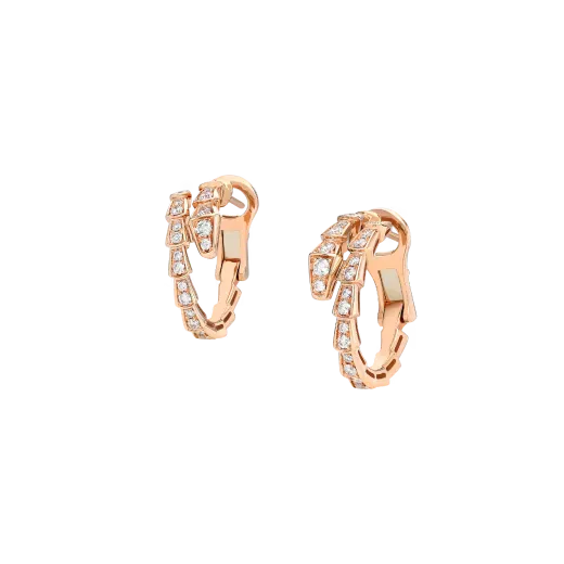 Serpenti Viper Hoop Earrings Rose Gold Vermeil With Moissanite Pave