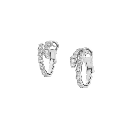 Serpenti Viper Hoop Earrings White Gold Vermeil With Moissanite Pave