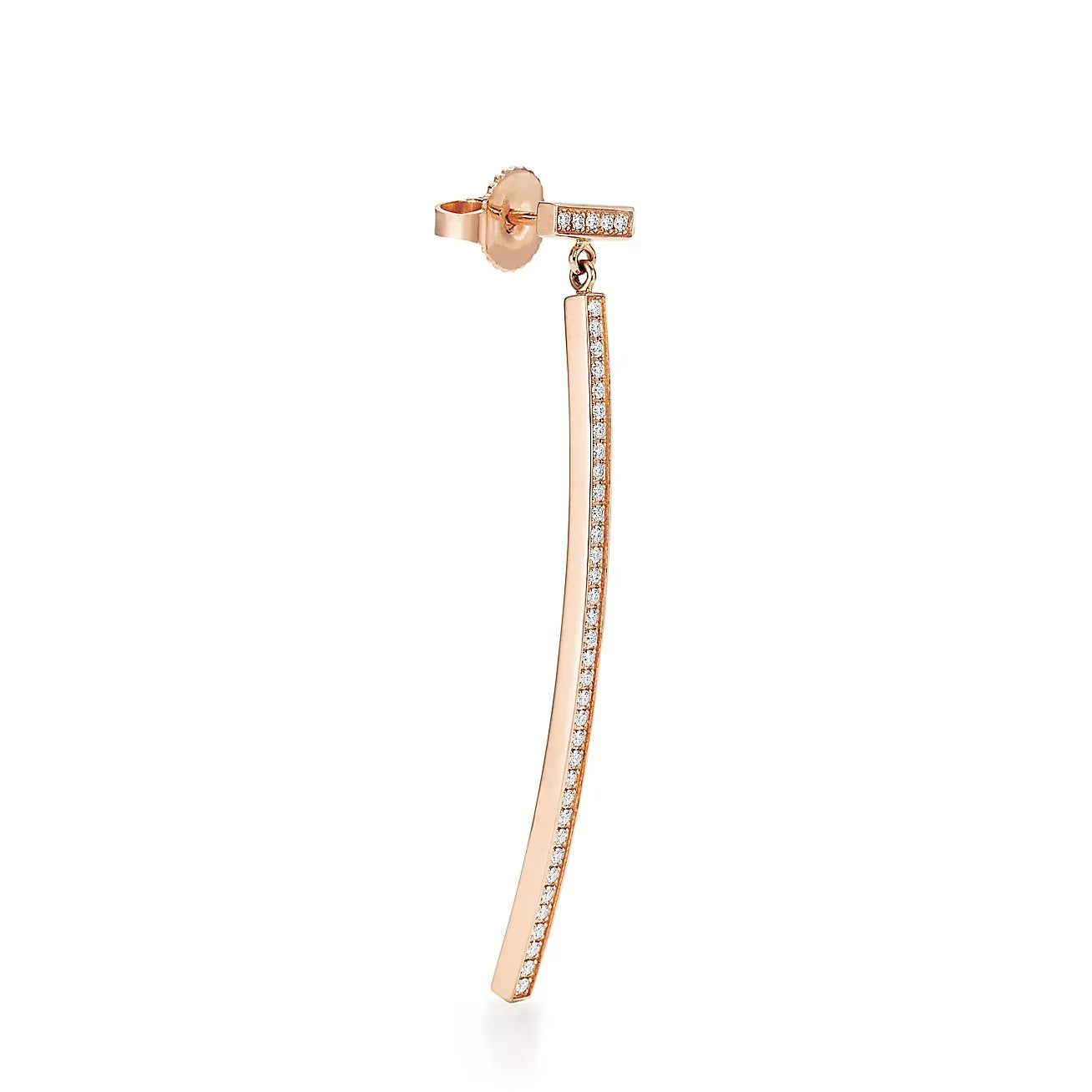 T Bar Rose Gold With Diamonds Earrings