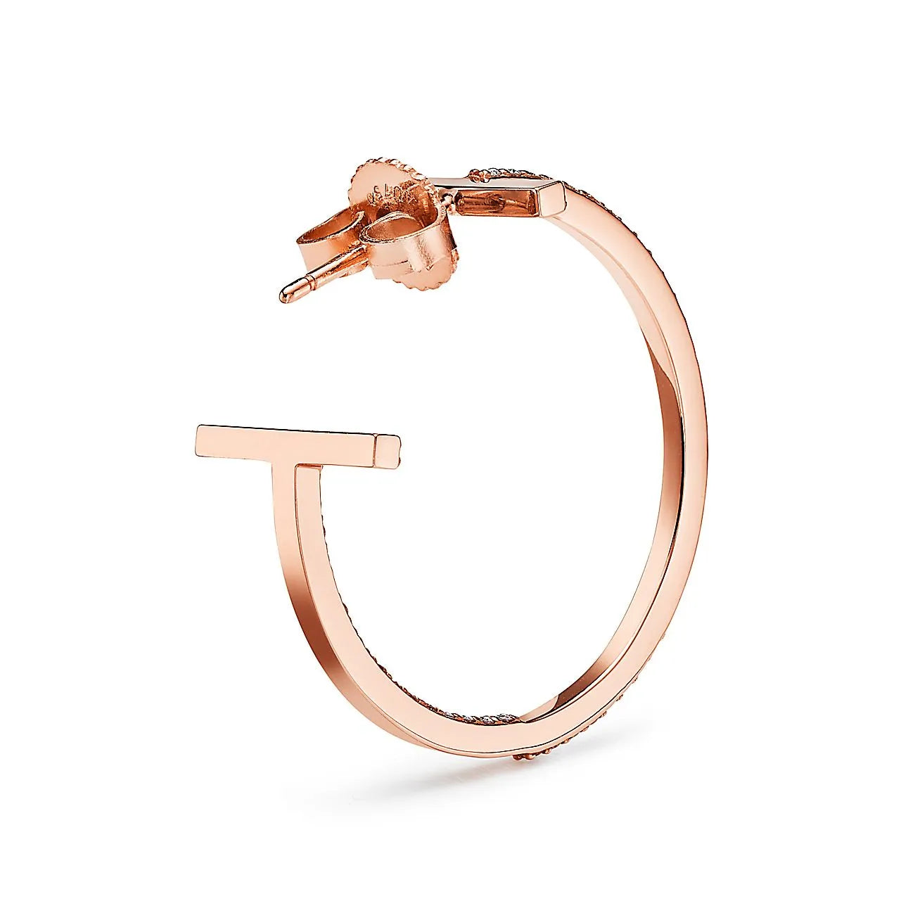 T Medium Rose Gold With Diamonds Earrings