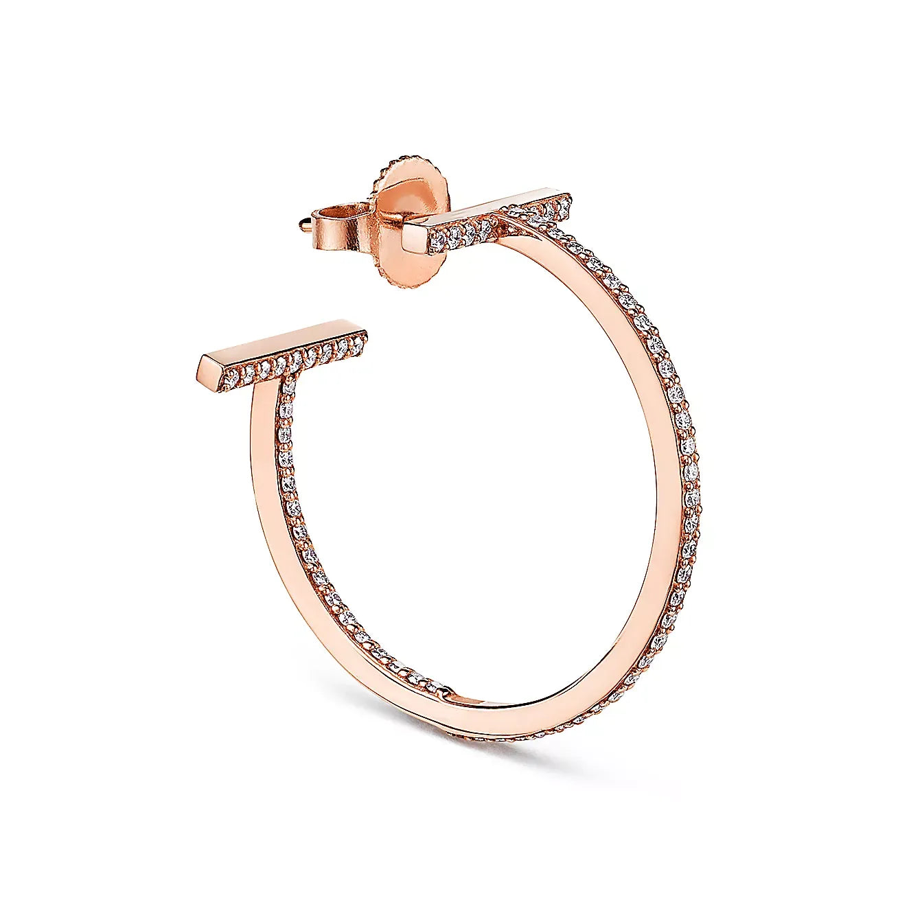 T Medium Rose Gold With Diamonds Earrings