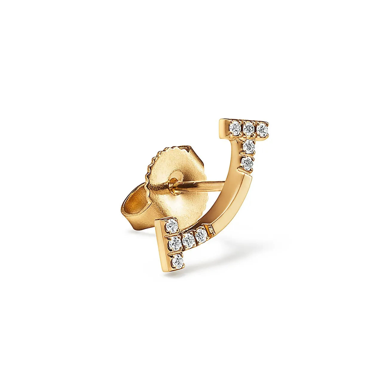 T Smile Mini Yellow Gold With Diamonds Earrings