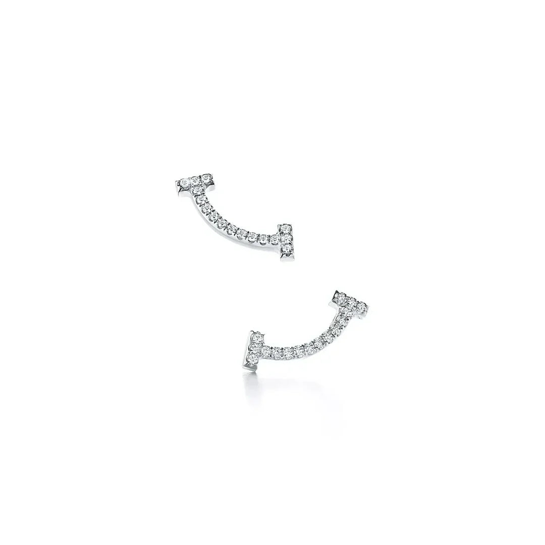 T Smile White Gold With Diamonds Earrings