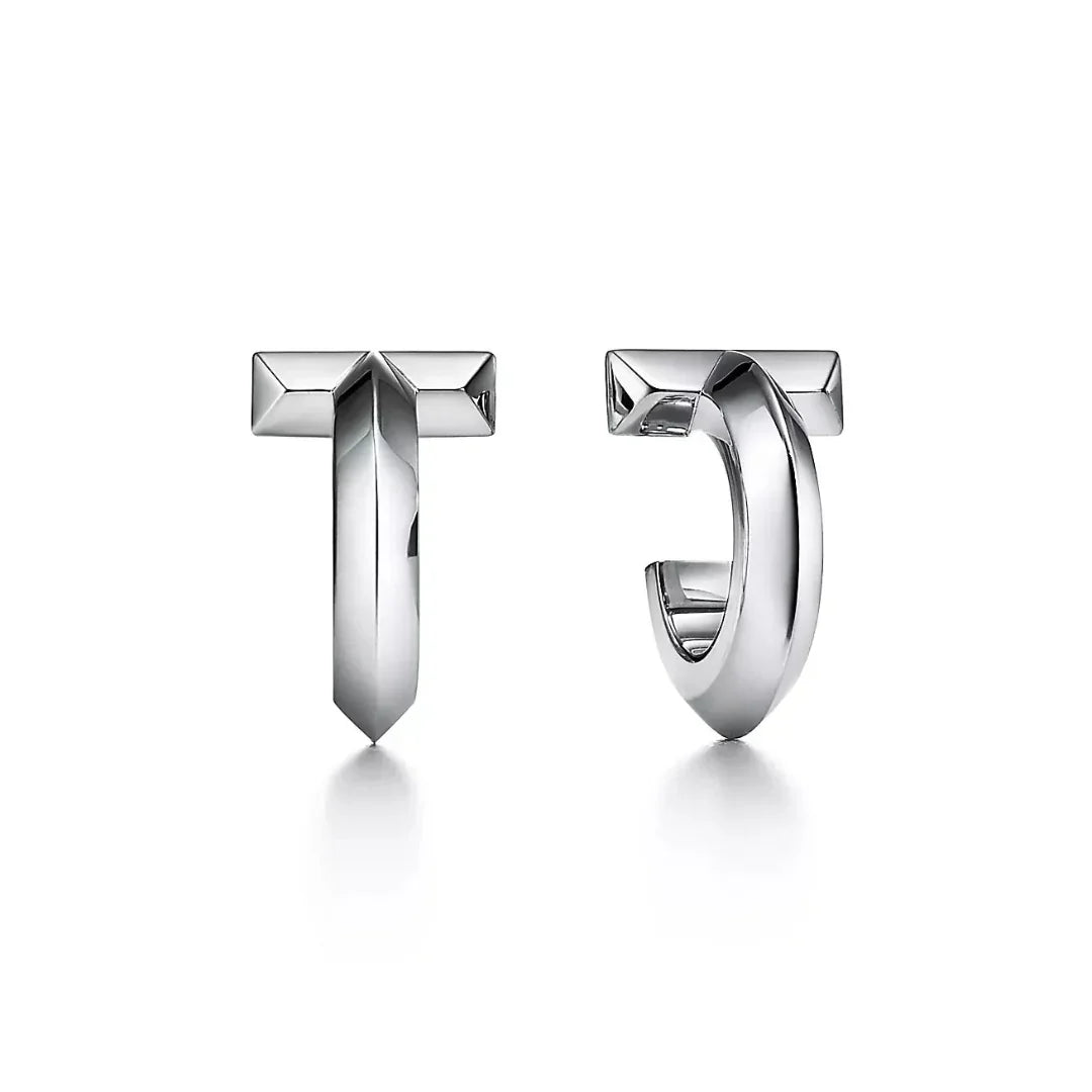 T1 Extra Small White Gold Earrings