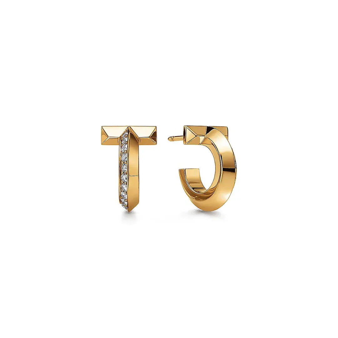 T1 Extra Small Yellow Gold With Diamonds Earrings