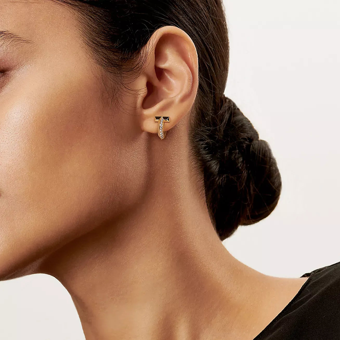 T1 Extra Small Yellow Gold With Diamonds Earrings