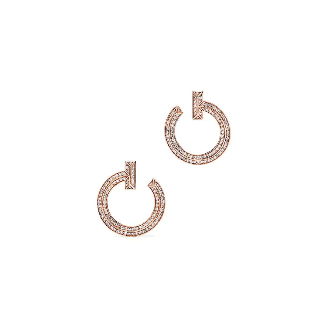 T1 Open Rose Gold With Diamonds Earrings