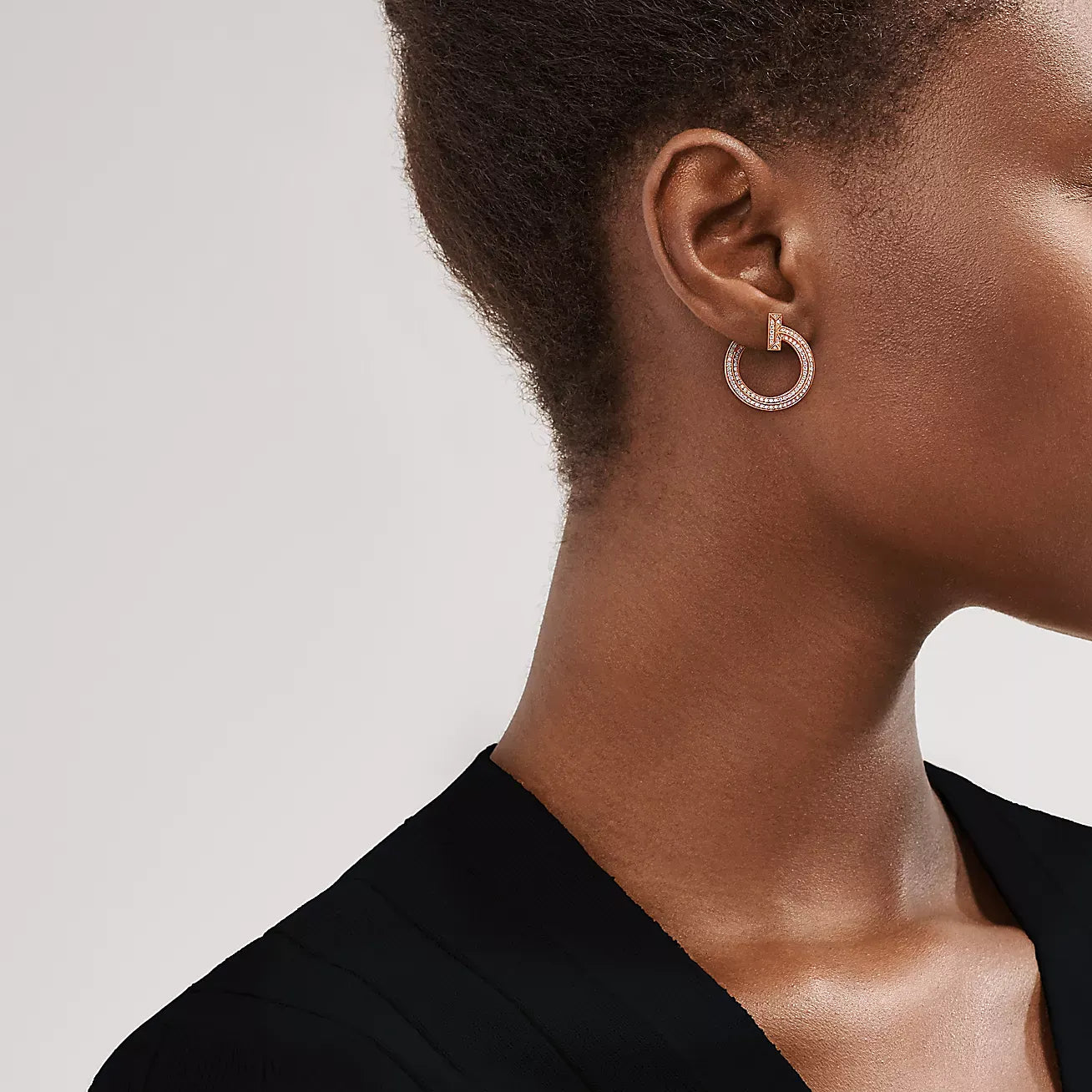 T1 Open Rose Gold With Diamonds Earrings