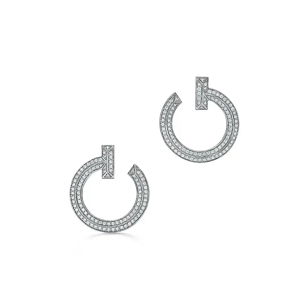 T1 Open White Gold With Diamonds Earrings