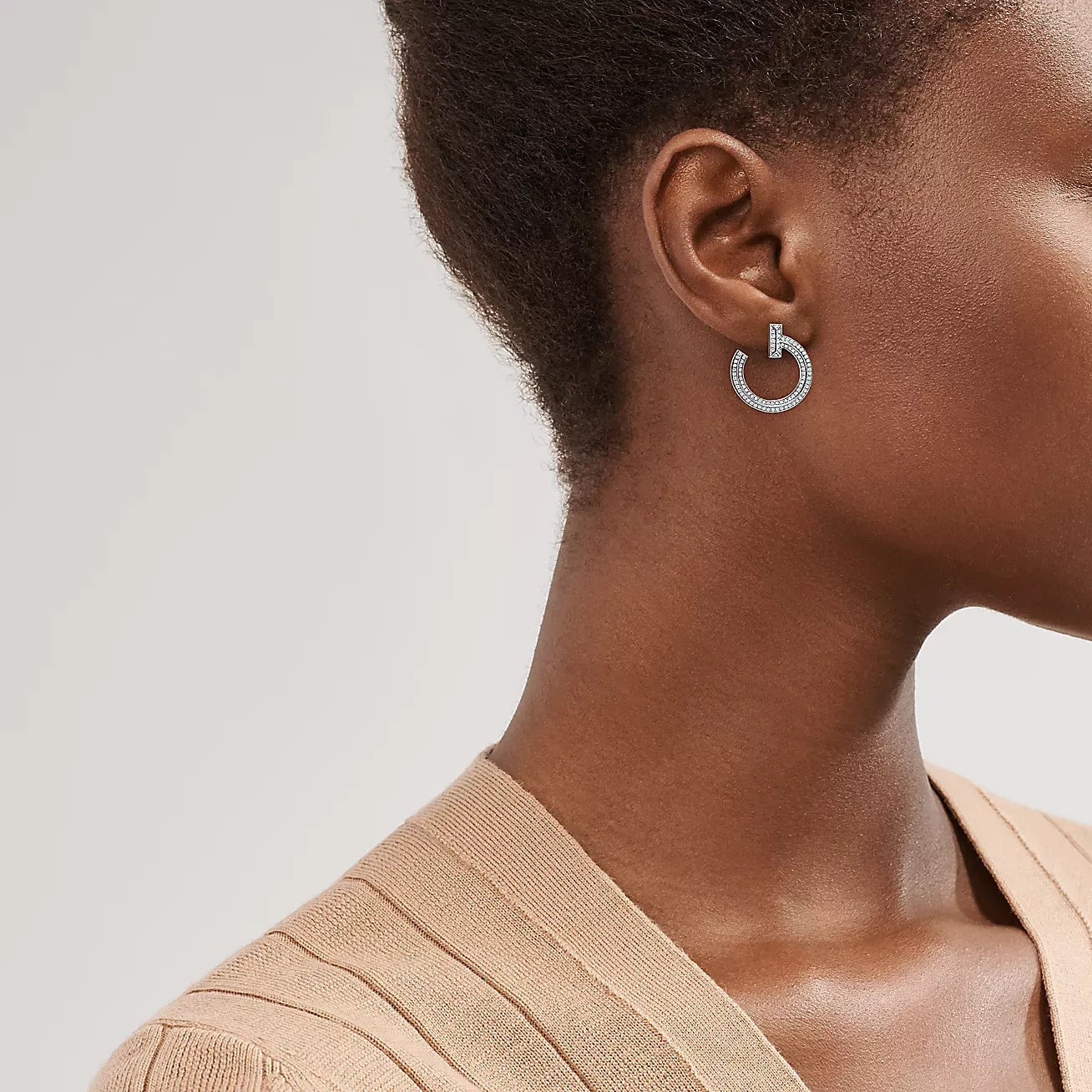 T1 Open White Gold With Diamonds Earrings