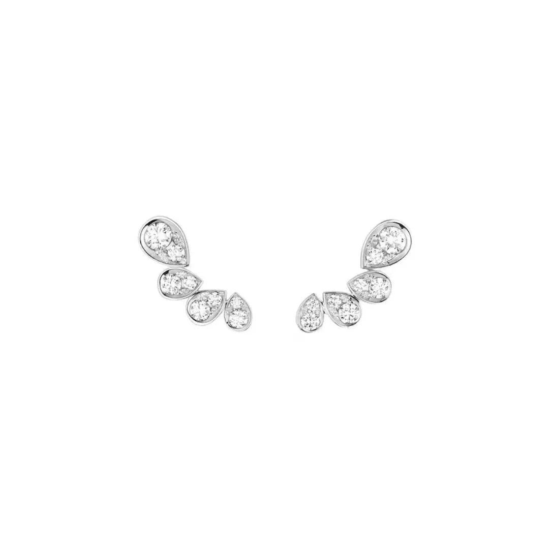 Teardrop Diamond Ear Climber Earrings in White Gold Vermeil
