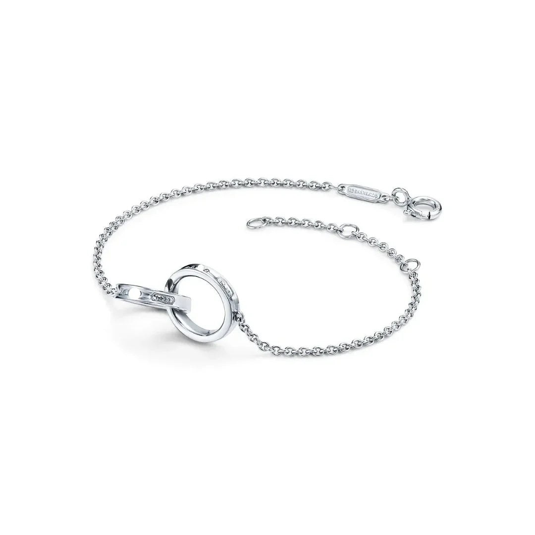 1837 Interlocking Circles Chain Bracelet White Gold