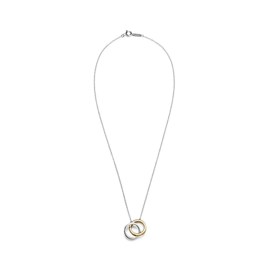Interlocking Circles Necklace Sterling Silver & Gold Vermeil