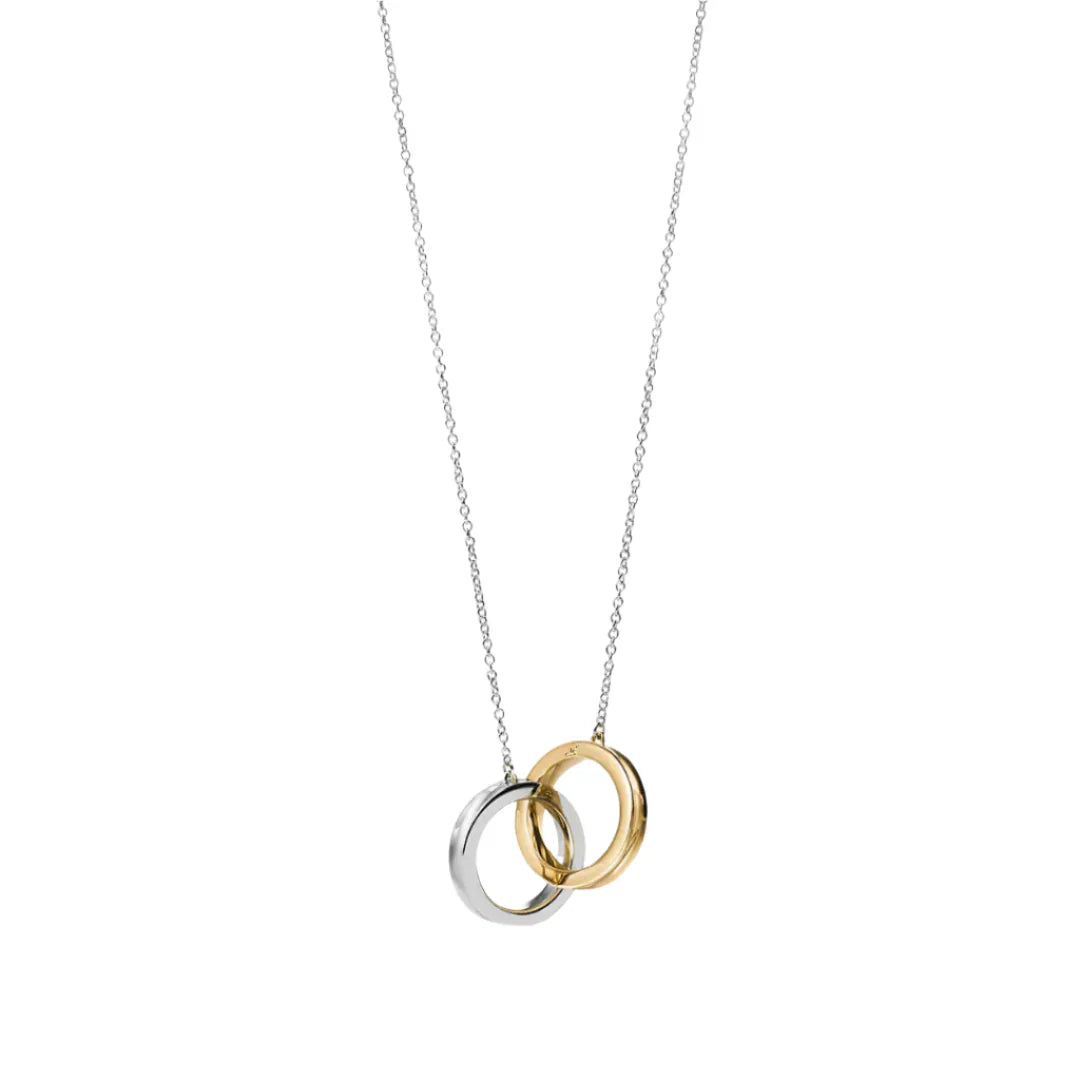 Interlocking Circles Necklace Sterling Silver & Gold Vermeil