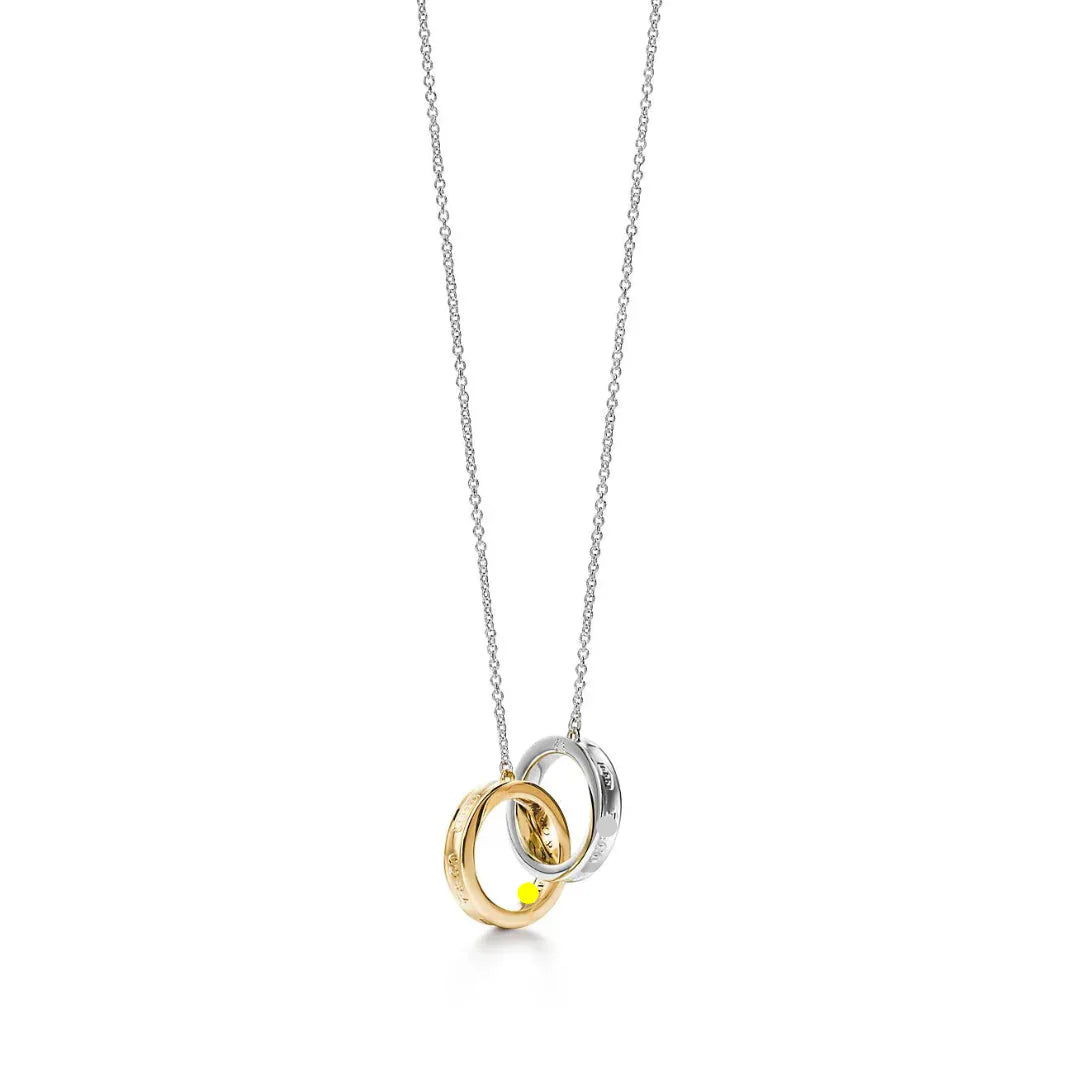 Interlocking Circles Necklace Sterling Silver & Gold Vermeil