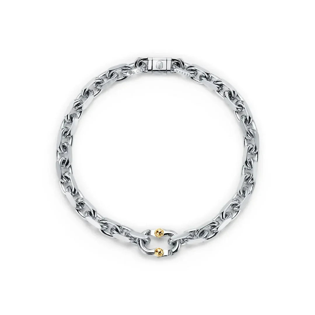 1837 Makers Narrow Chain Bracelet in White and 18k Gold