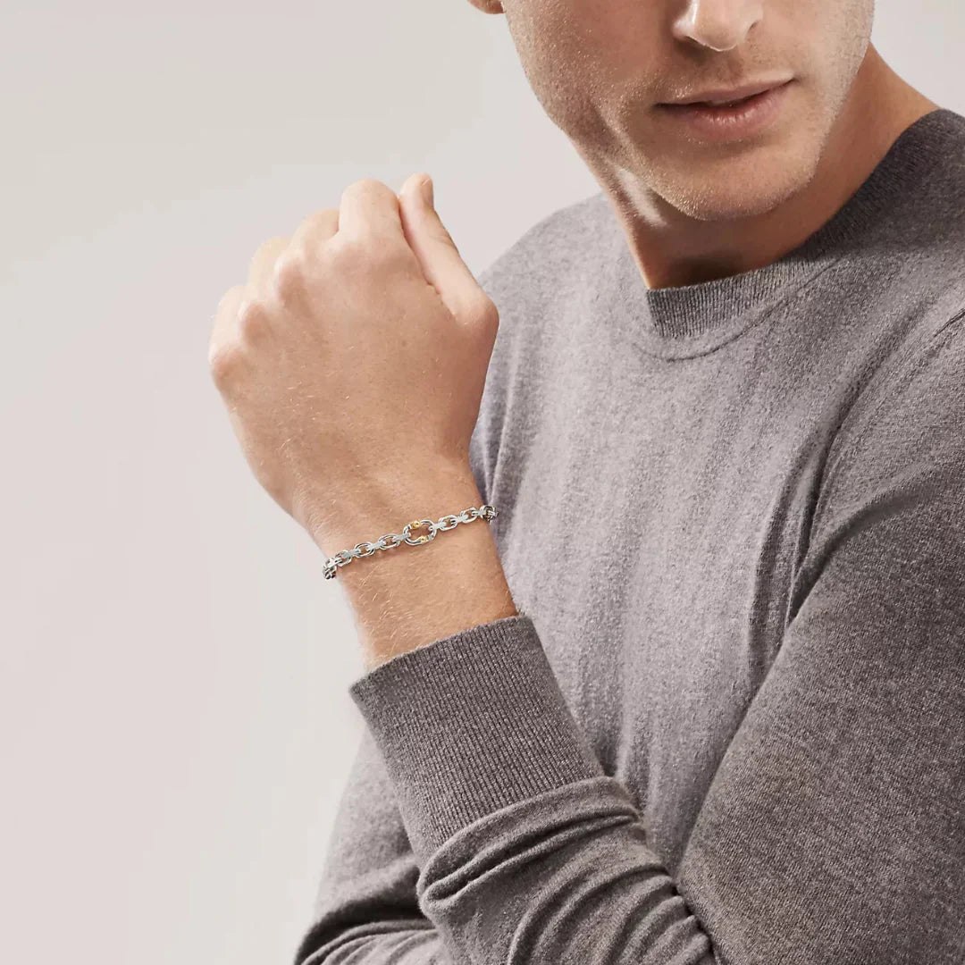 1837 Makers Narrow Chain Bracelet in White and 18k Gold