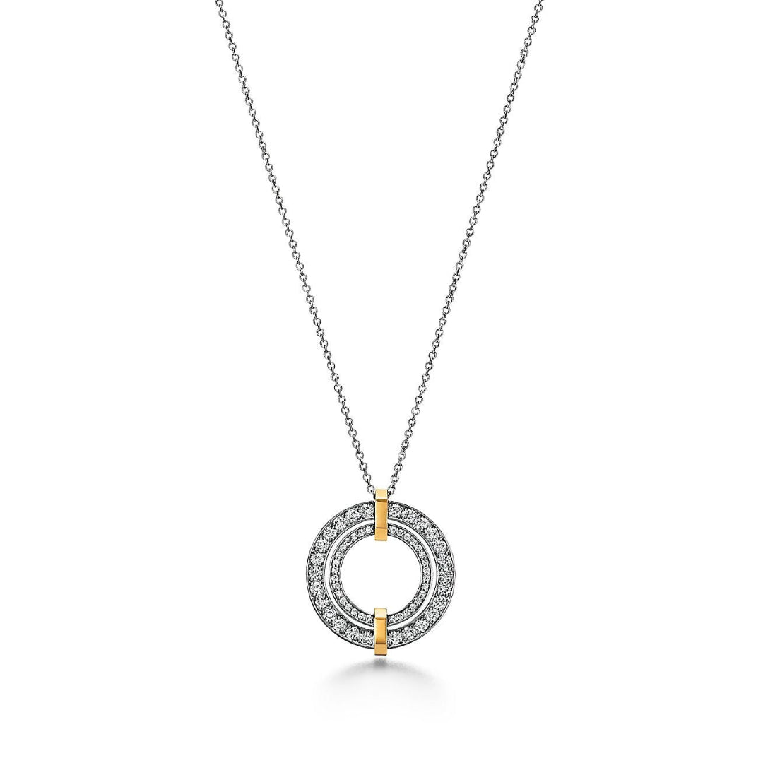T Edge Circle Diamond Pendant Necklace
