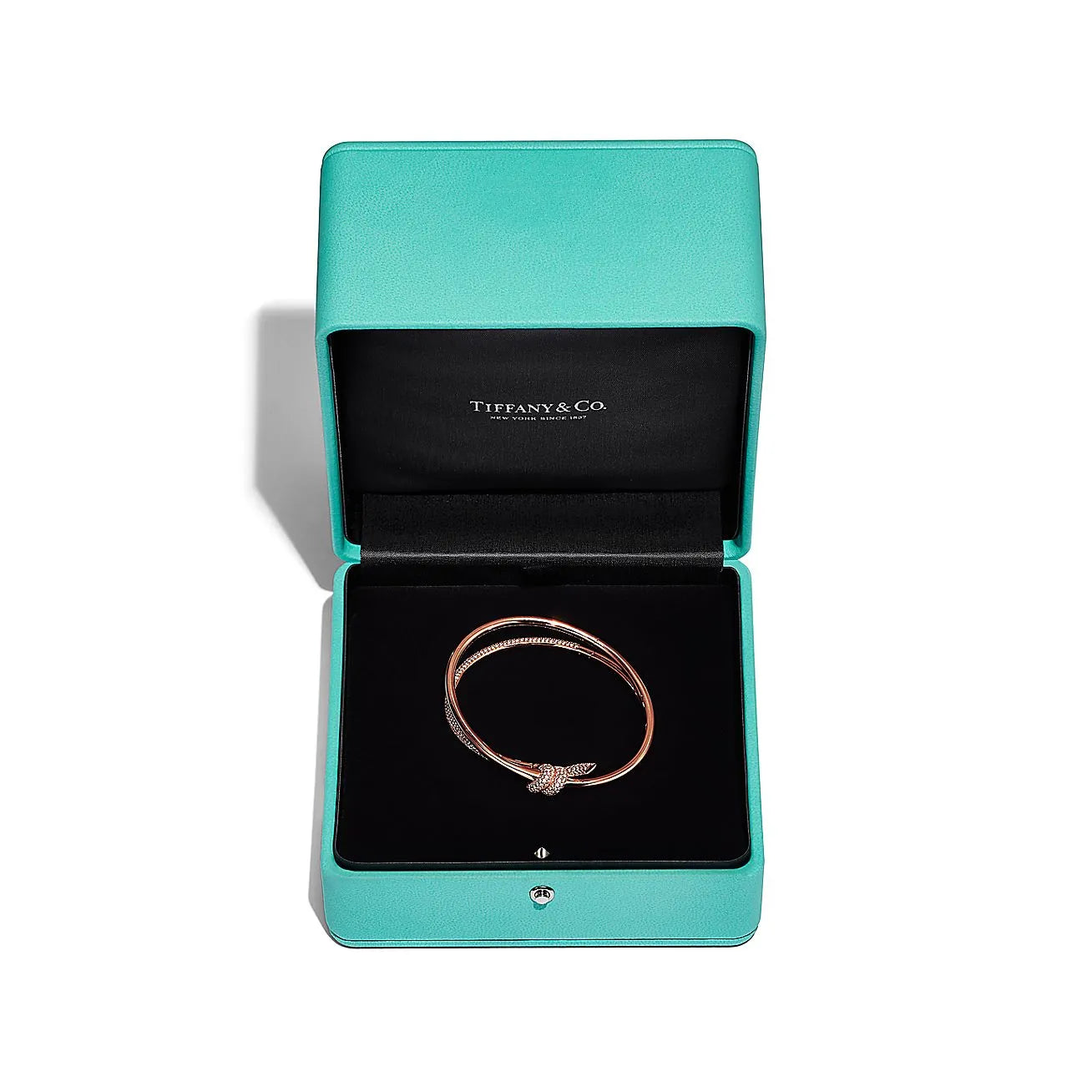 Knot Double Row Hinged Bangle in Rose Gold Full Diamonds