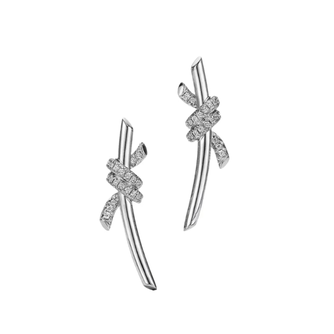 Knot Earrings in White Gold with Diamonds