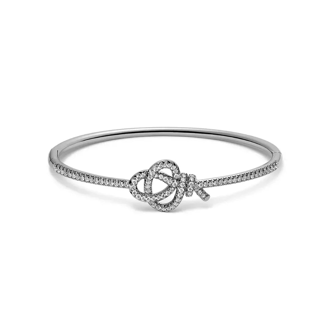 Knot Hinged Bracelet White Gold Full Diamonds