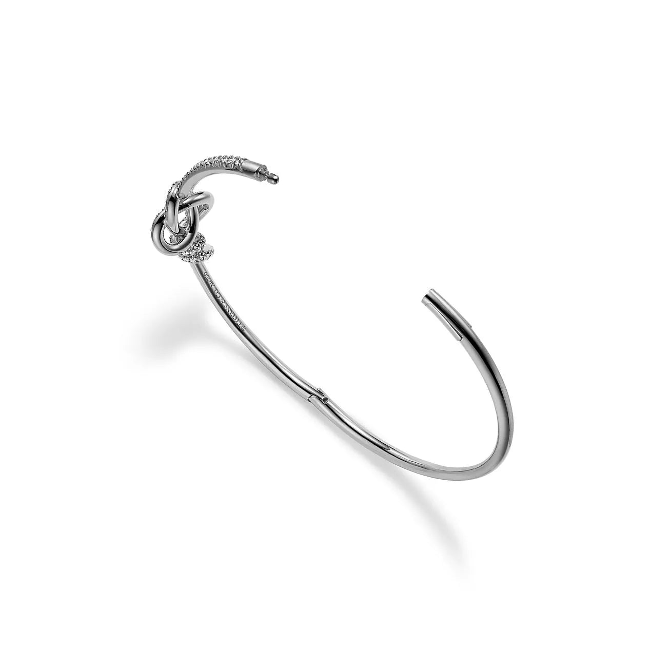 Knot Hinged Bracelet White Gold Full Diamonds