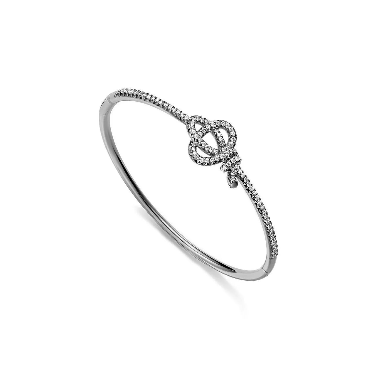 Knot Hinged Bracelet White Gold Full Diamonds