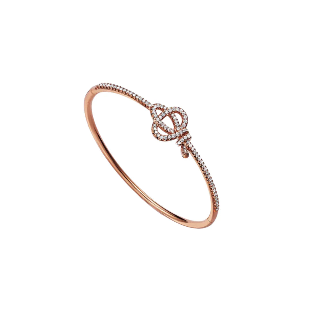 Knot Hinged Bracelet Rose Gold Full Diamonds