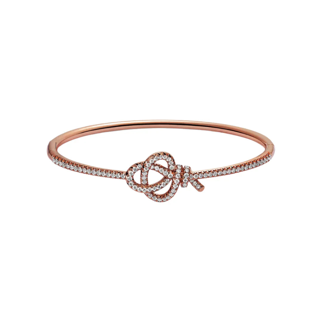 Knot Hinged Bracelet Rose Gold Full Diamonds