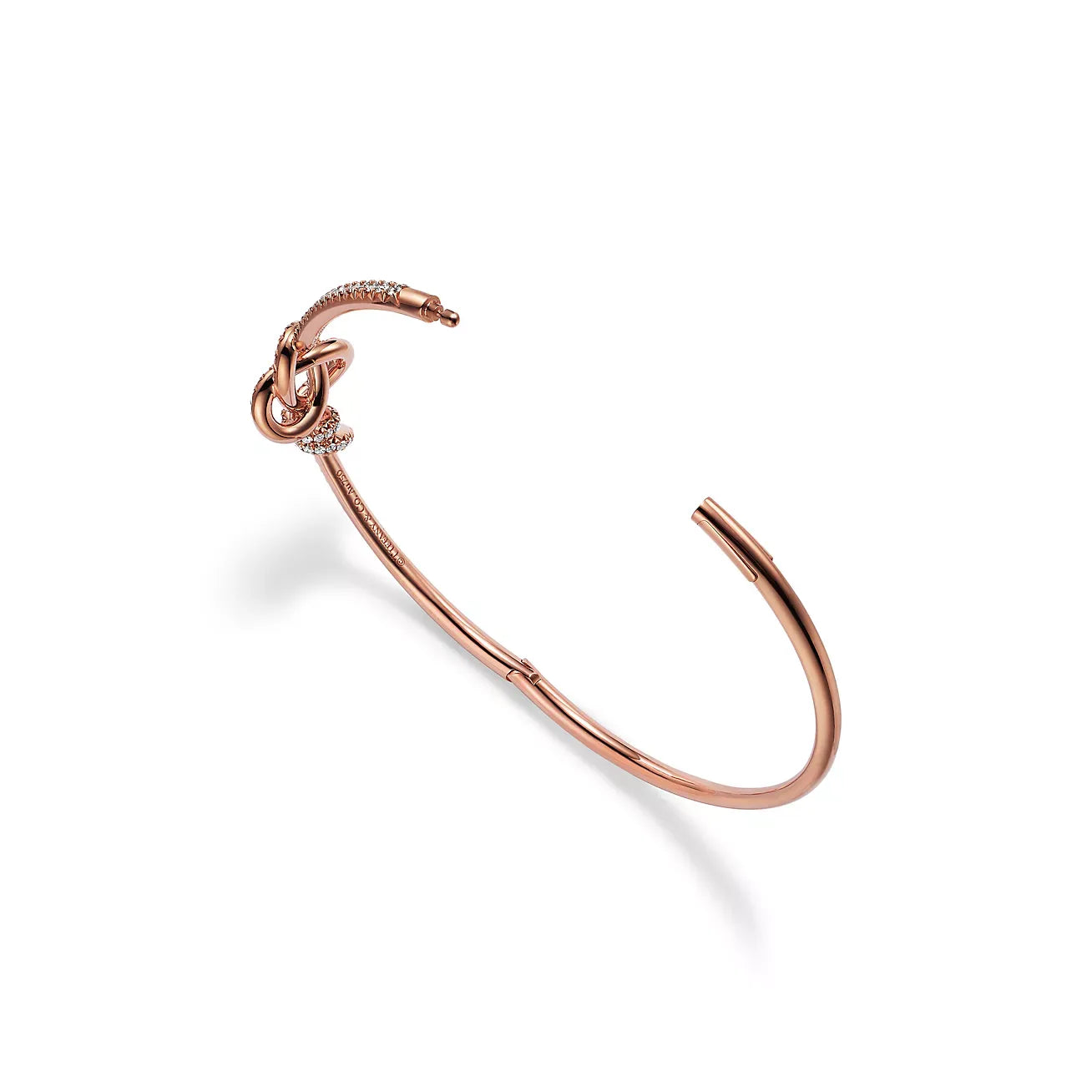 Knot Hinged Bracelet Rose Gold Full Diamonds