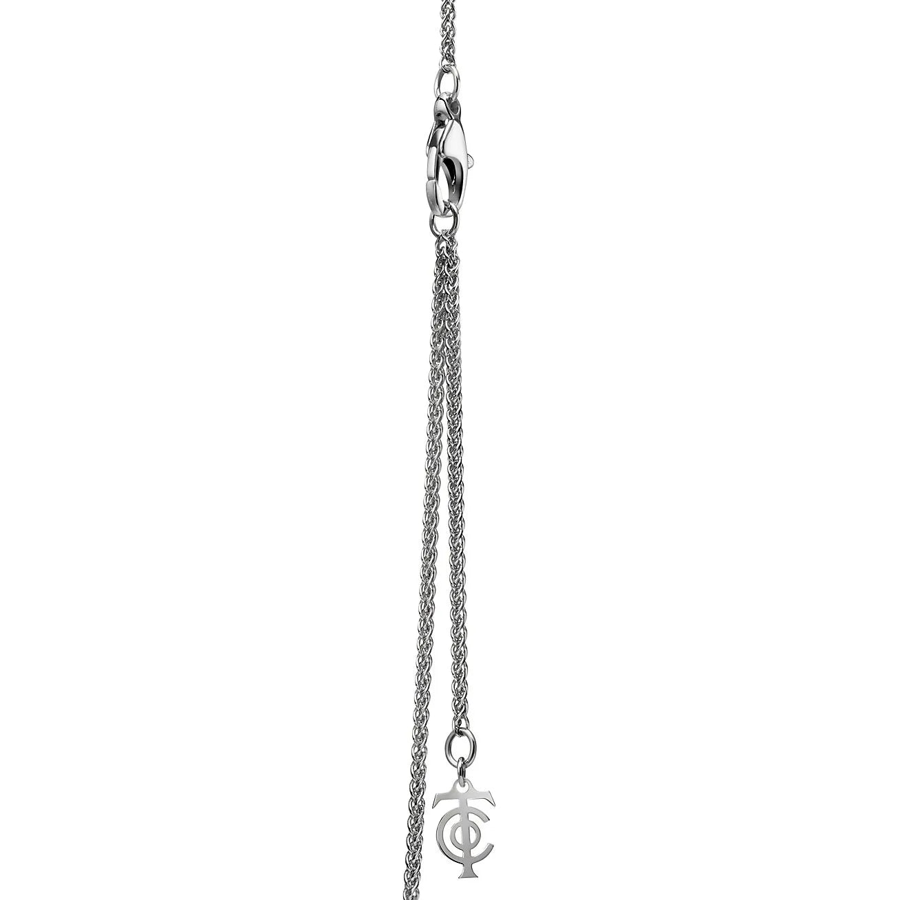Knot Medium Key Pendant Necklace White Gold Full Diamonds