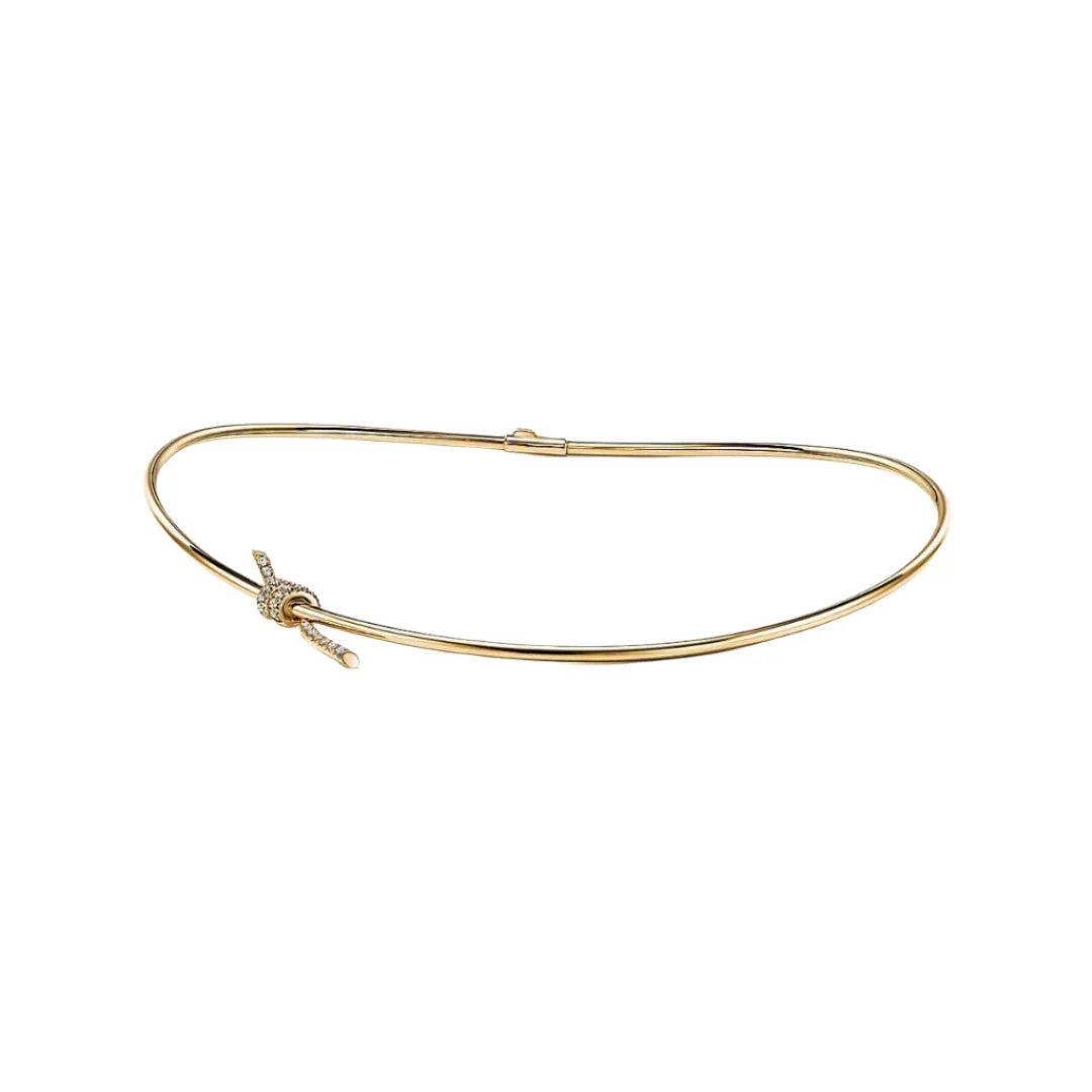 Knot Collar Necklace Yellow Gold with Diamonds