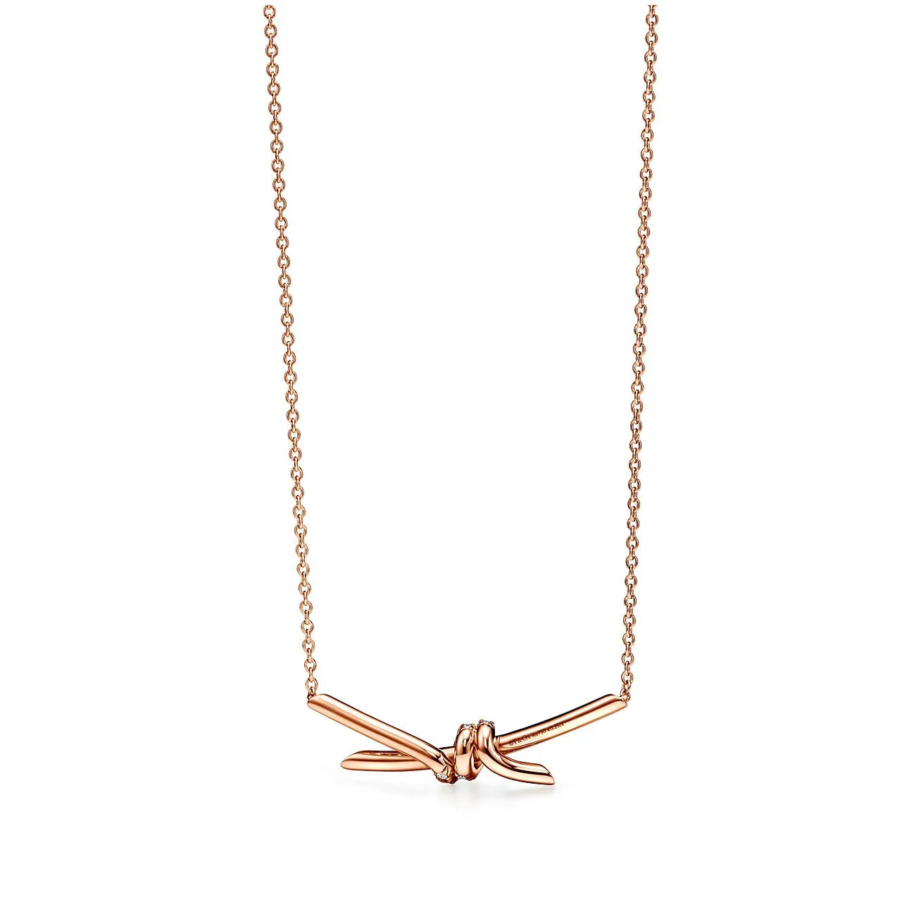 Knot Pendant in Rose Gold with Diamonds