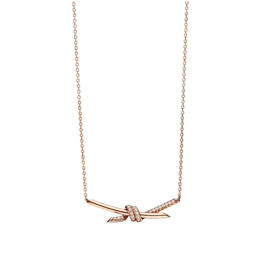 Knot Pendant in Rose Gold with Diamonds