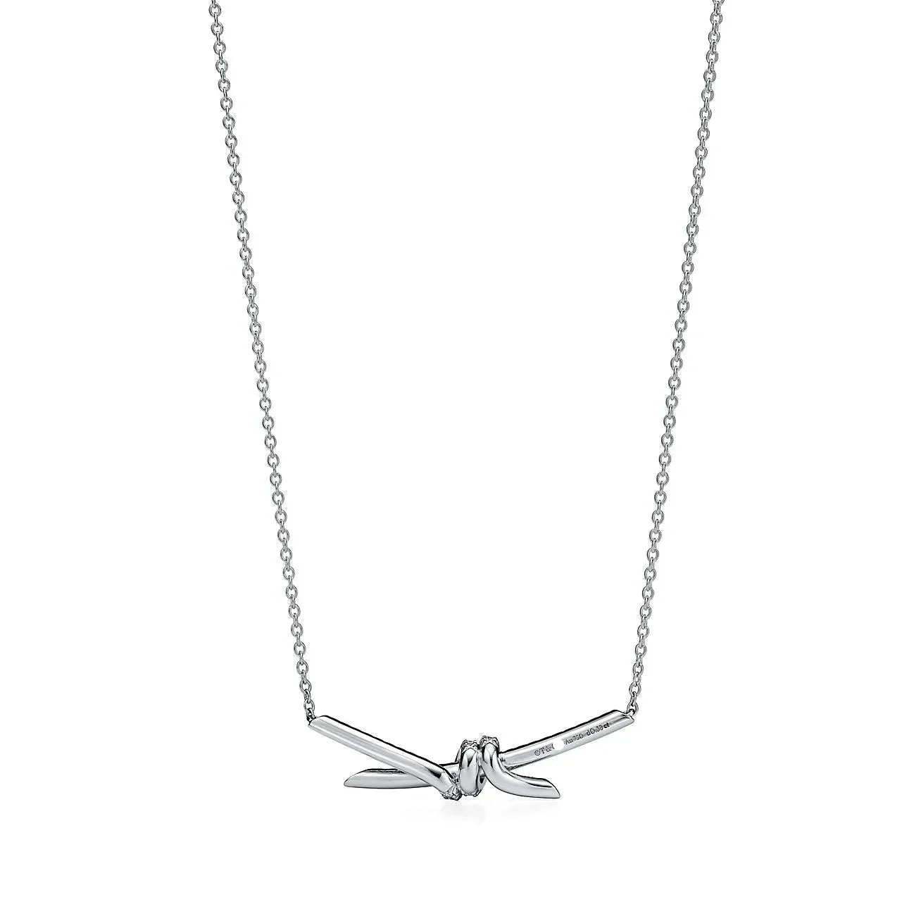 Knot Pavé Pendant Necklace White Gold Full Diamonds