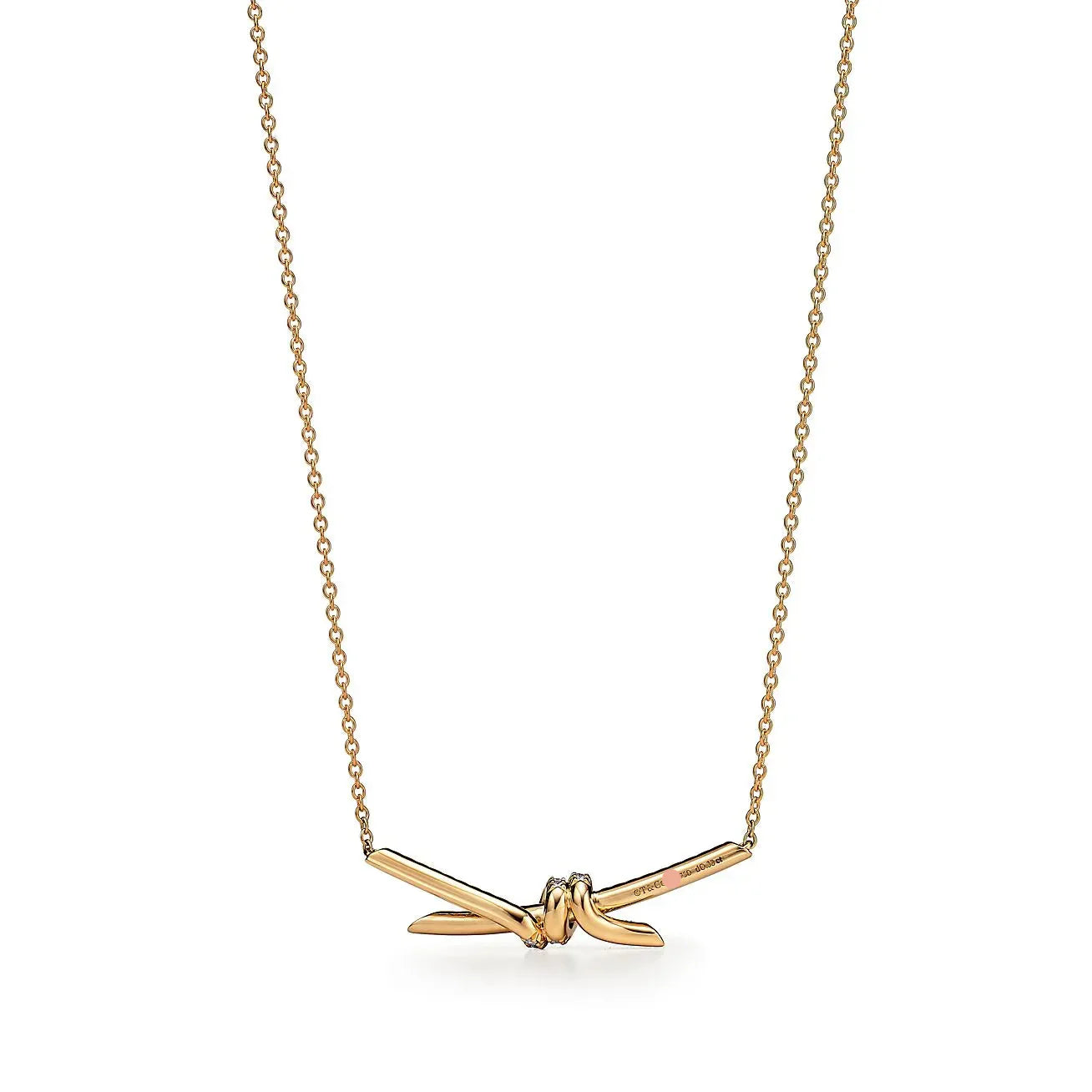Knot Pendant Necklace in Yellow Gold Full Diamonds
