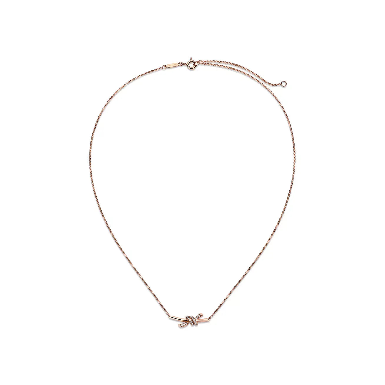 Knot Small Pendant in Rose Gold with Diamonds