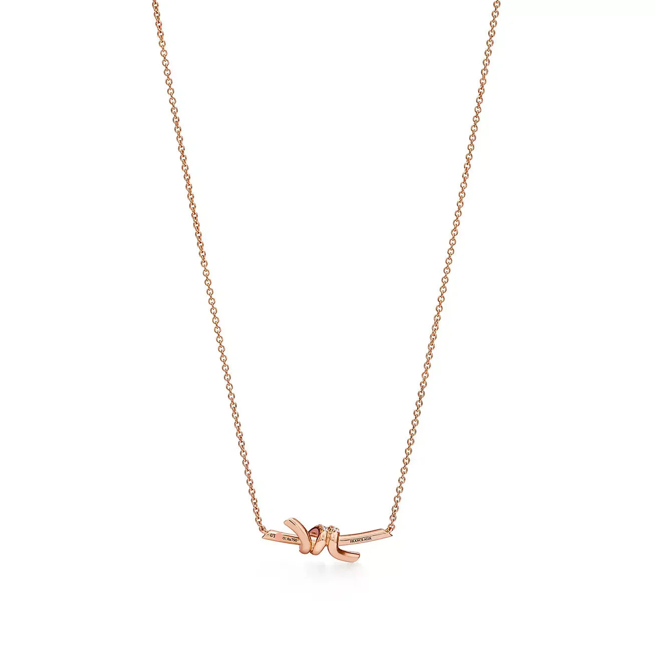 Knot Small Pendant in Rose Gold with Diamonds