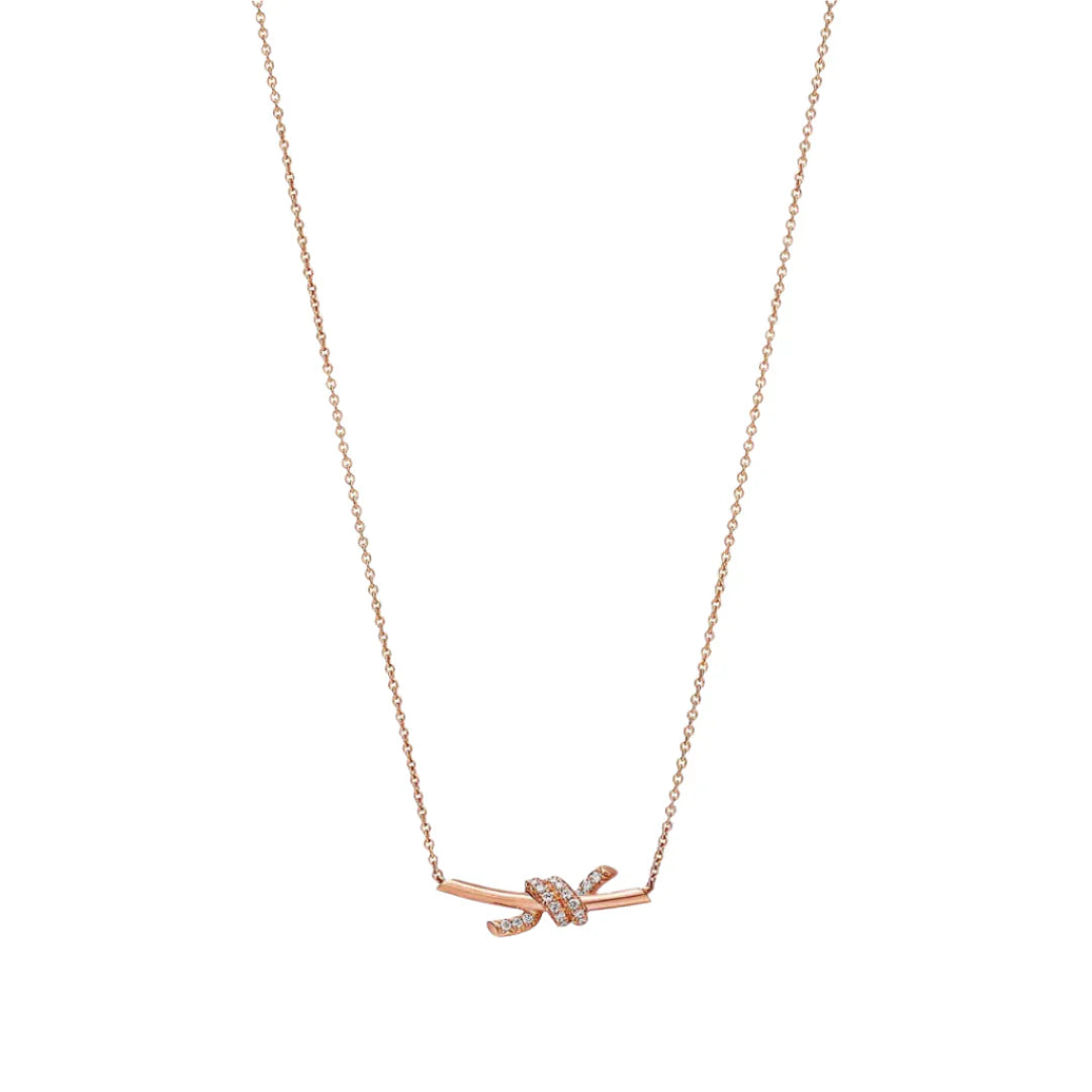 Knot Small Pendant in Rose Gold with Diamonds