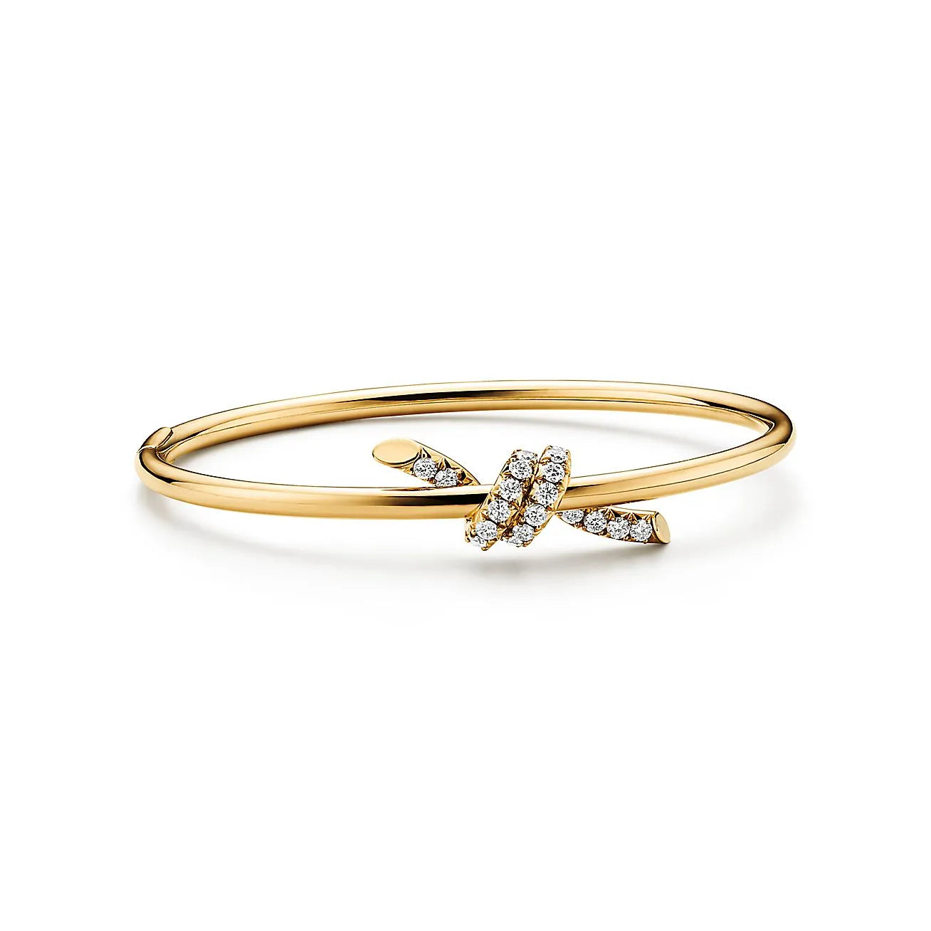 Knot Wire Bangle Refined Yellow Gold with Diamods