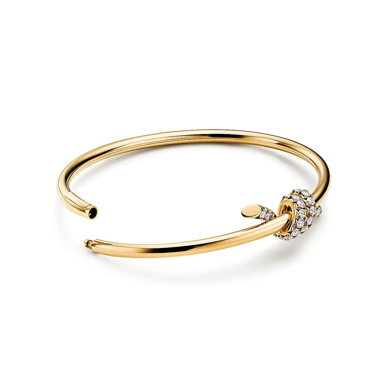 Knot Wire Bangle Refined Yellow Gold with Diamods