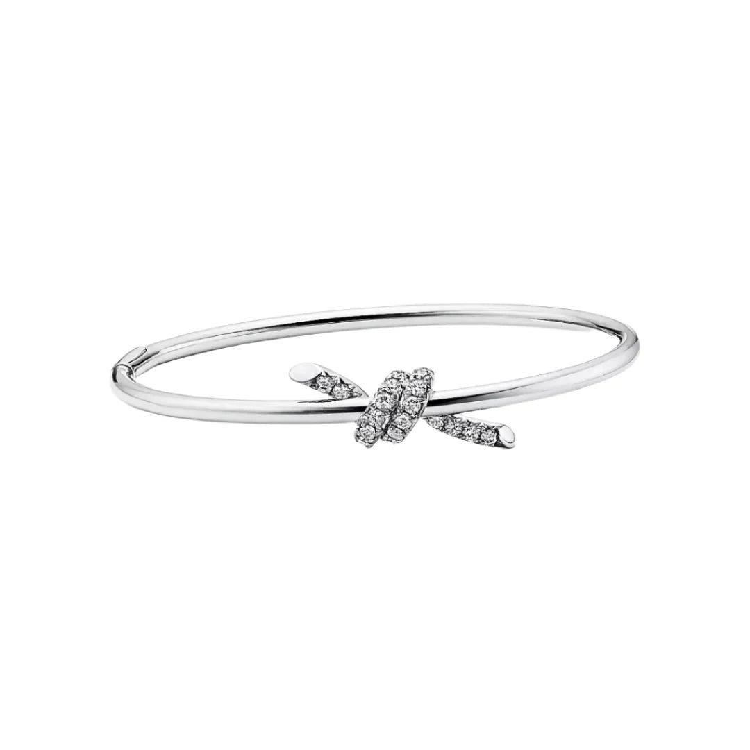 Knot Wire Bracelets White Gold with Diamonds