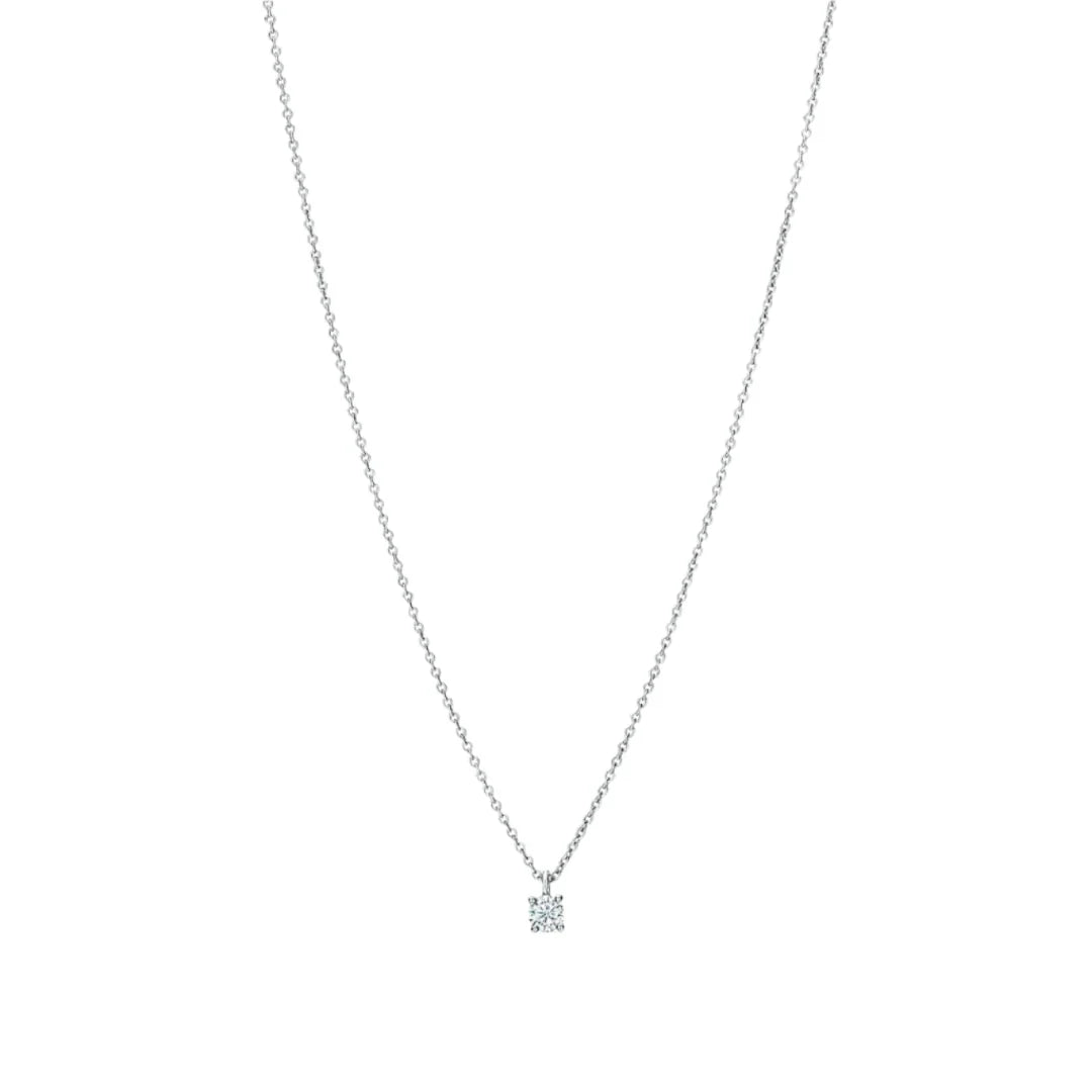 Solitaire Diamond Pendant Necklace White Gold