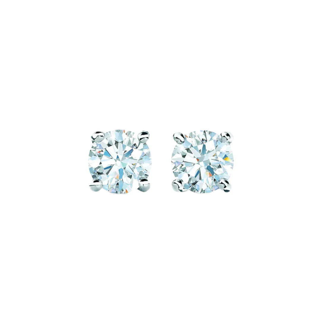 Solitaire Diamond Stud Earrings in White Gold