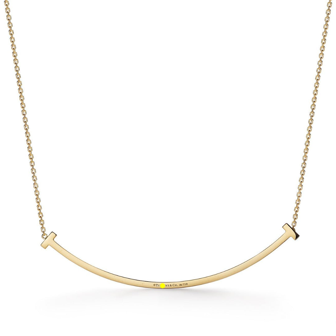 T Extra Large Smile Necklace in Yellow Gold Full Diamonds