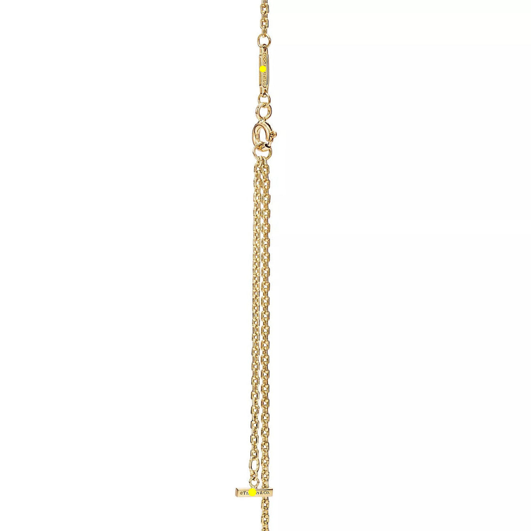 T Extra Large Smile Necklace in Yellow Gold Full Diamonds