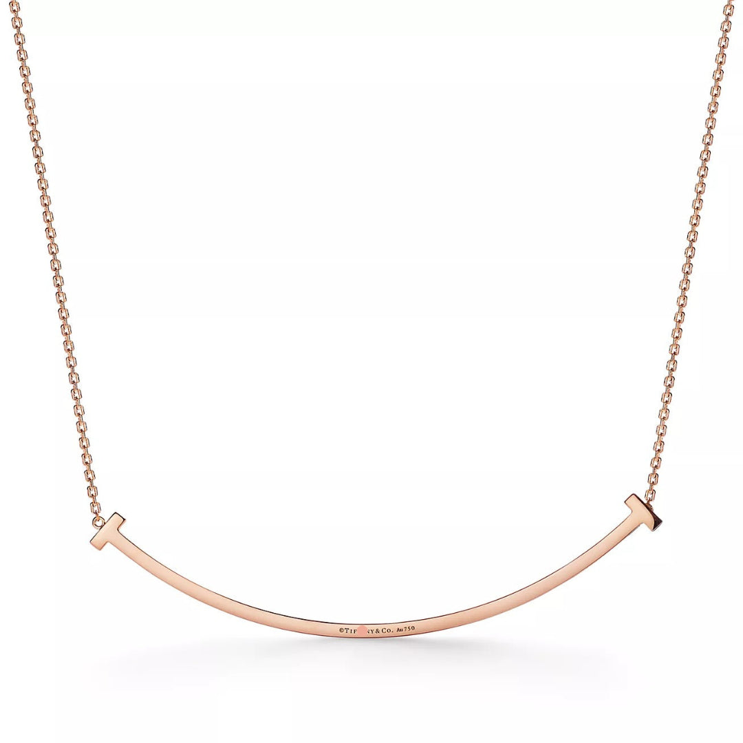 T Extra Large Smile Necklace in Rose Gold Full Diamonds