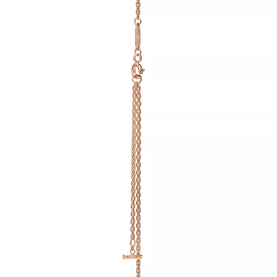 T Extra Large Smile Necklace in Rose Gold Full Diamonds